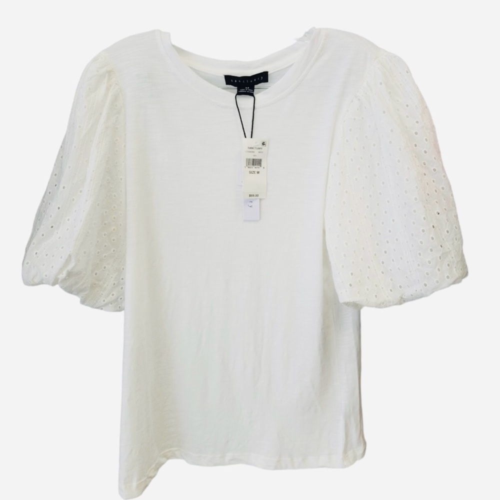 White Eyelet Puff Sleeve Top